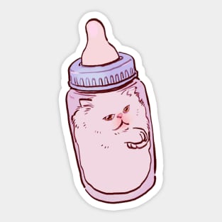 cute baby milk bottle white persian cat pink pastel Sticker